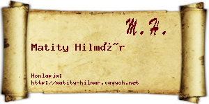Matity Hilmár névjegykártya